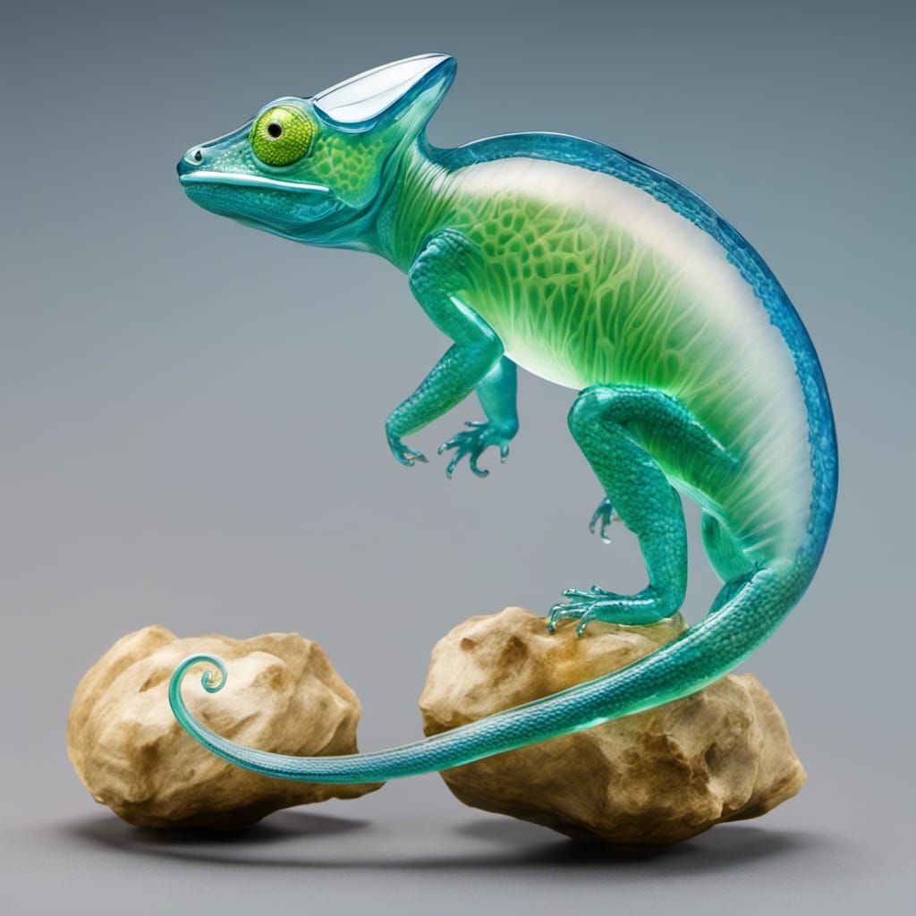 Luminescent Glass Chameleon Sculpture