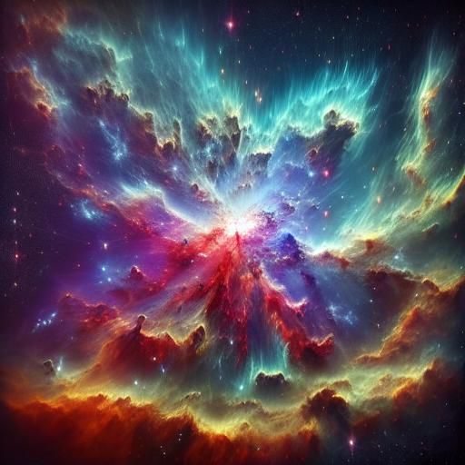 Celestial Ballerina Dancing in Starry Nebula Sky