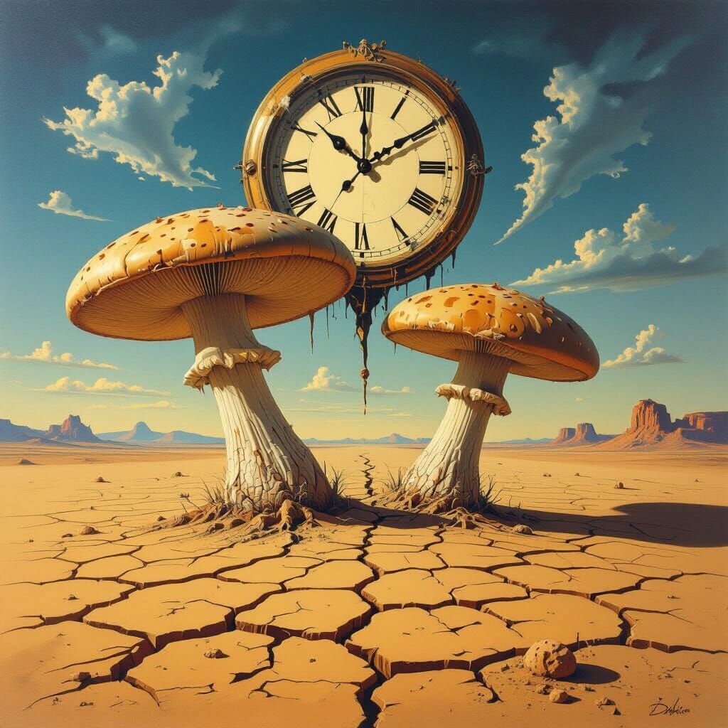 Giant Desert Mushrooms in Salvador Dali Style