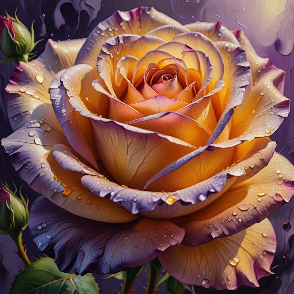 Vibrant Purple Rose in Golden Light