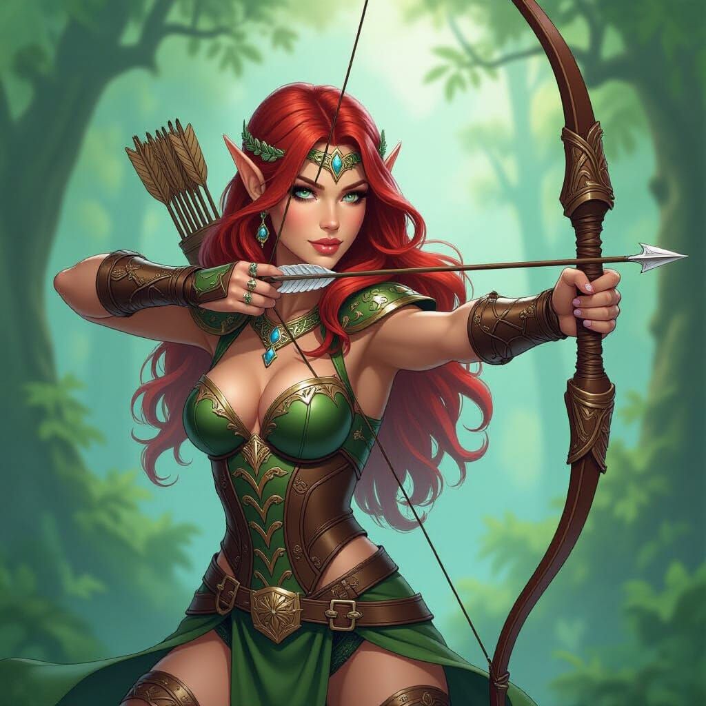 Elf Warrior in Comic Book Style