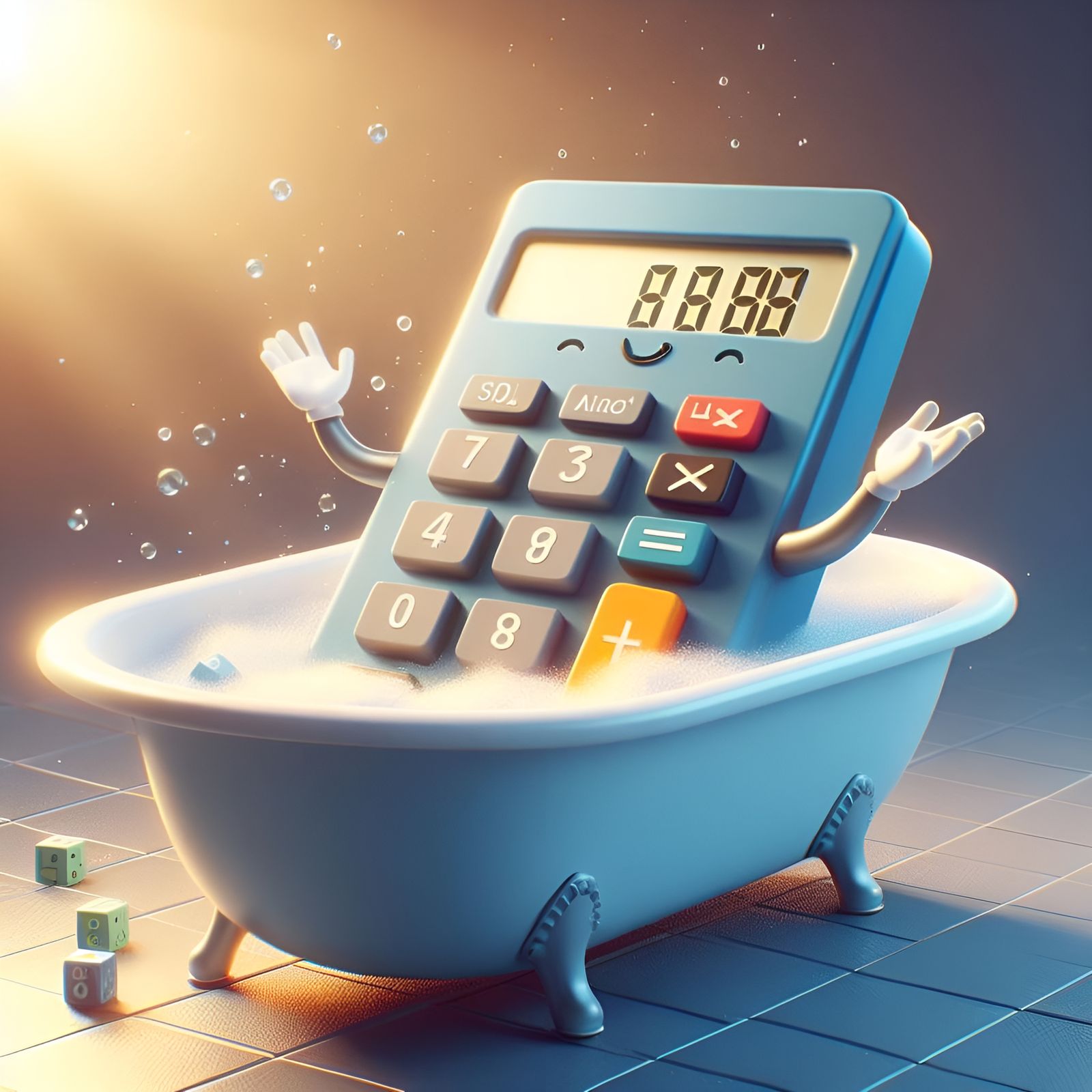 Adorable Calculator Taking a Bath