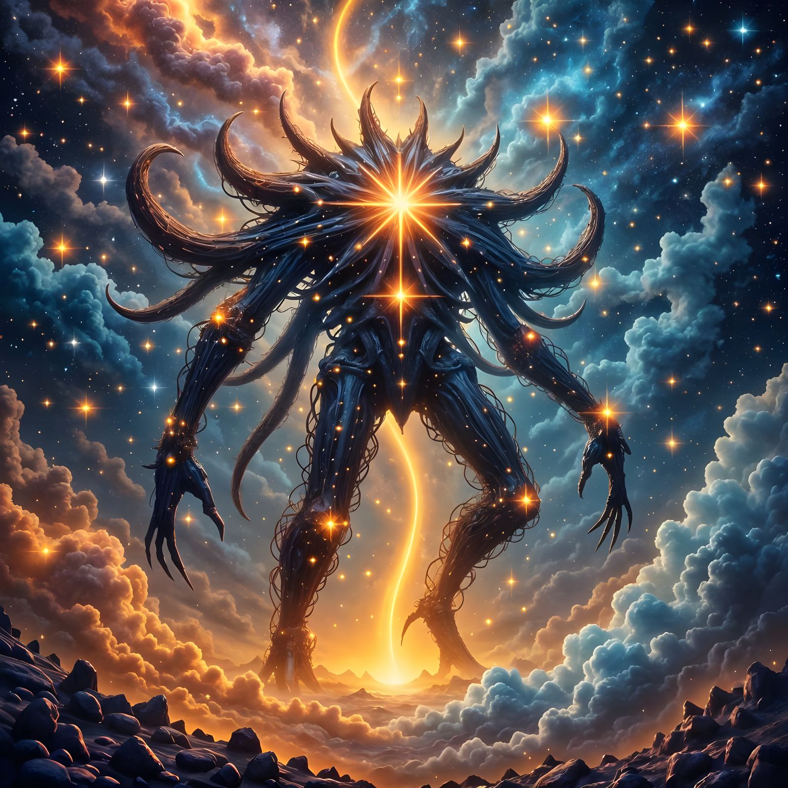 Majestic Star Monster in Surreal Cosmic Art