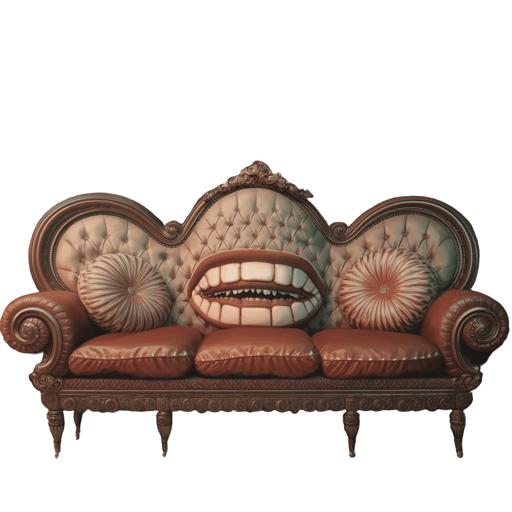 Surreal Sofa with Mouth Cushion, Matte Painting