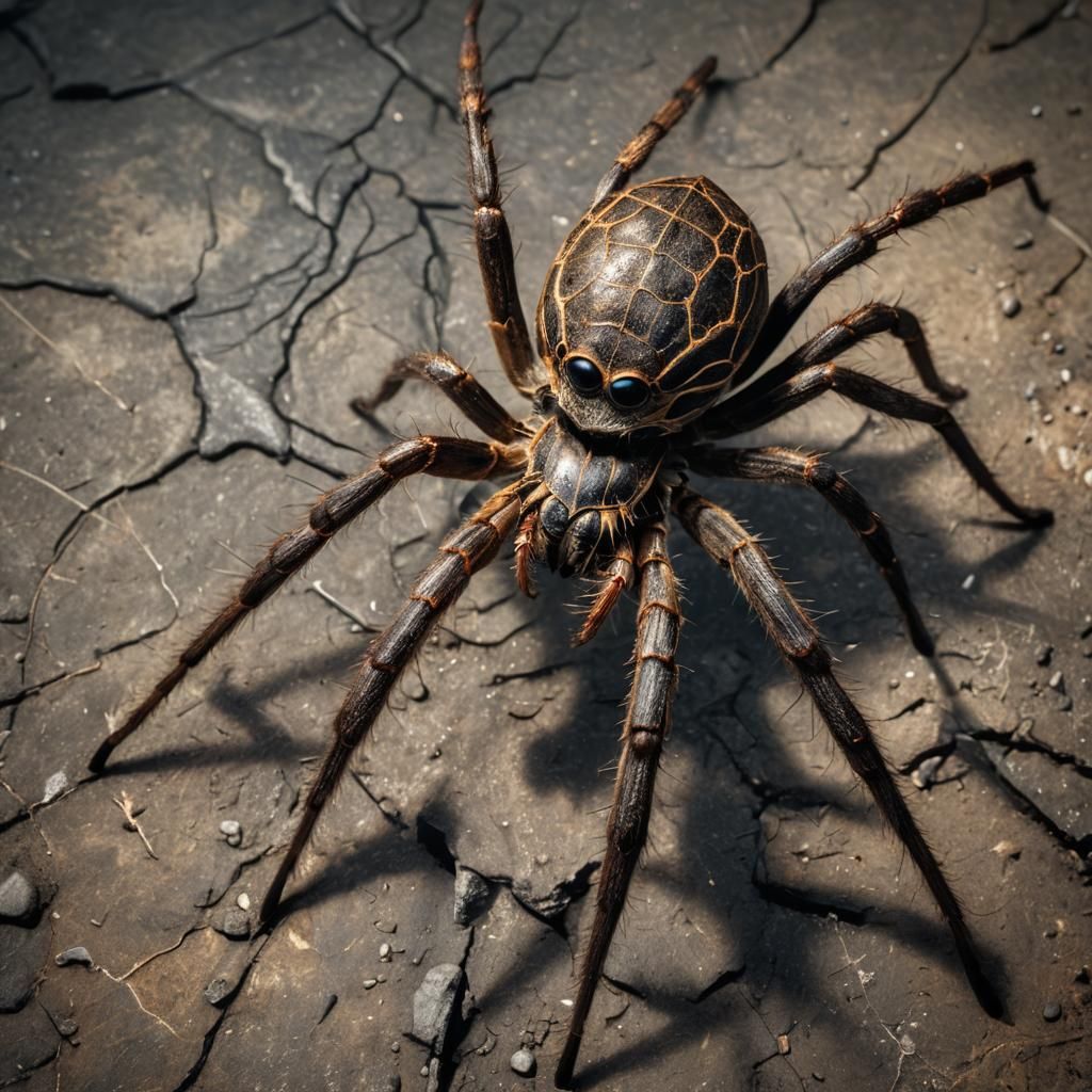 Hyperrealistic Portrait of a Giant Spider in Magical Light