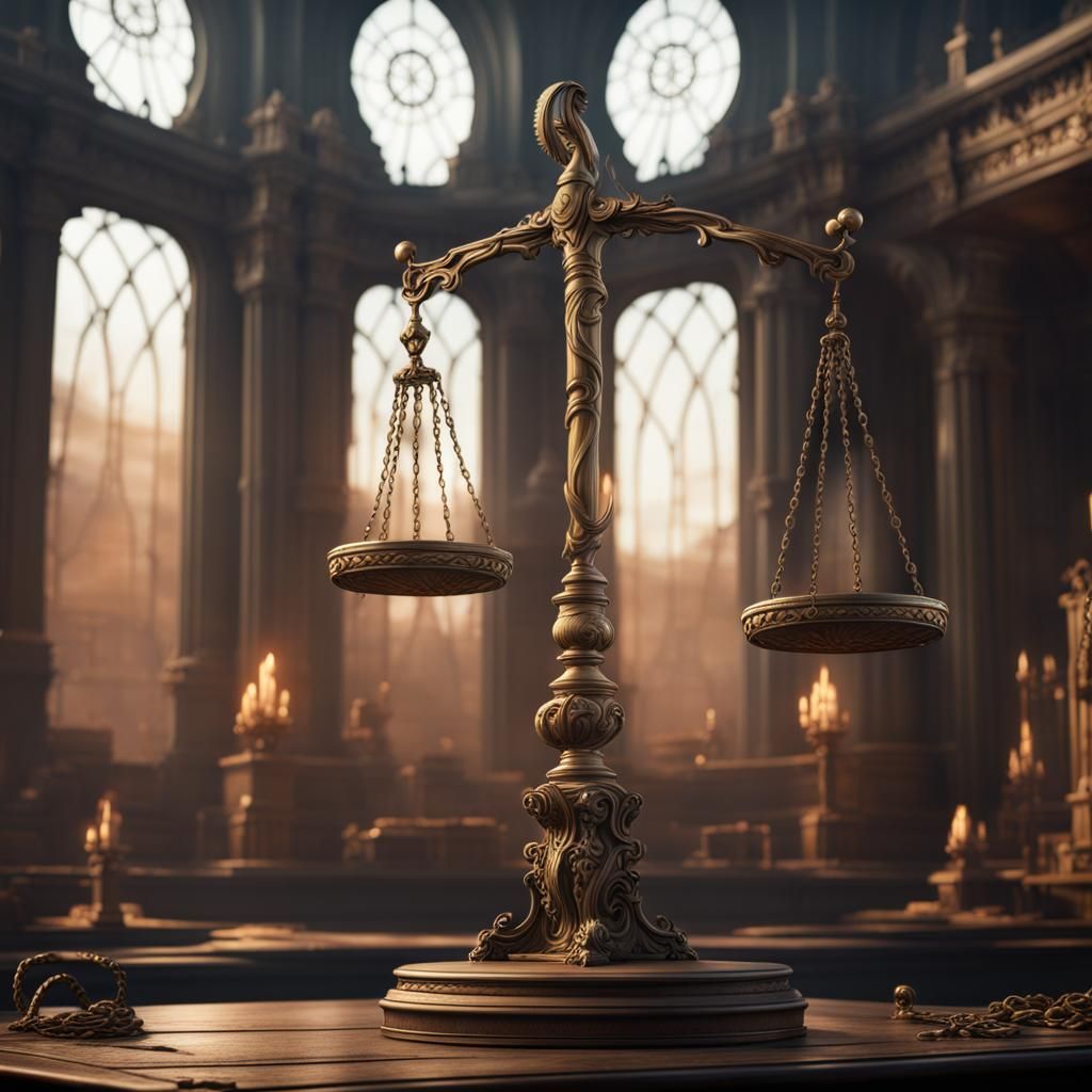 Scales of Justice in Detailed Fantasy Art