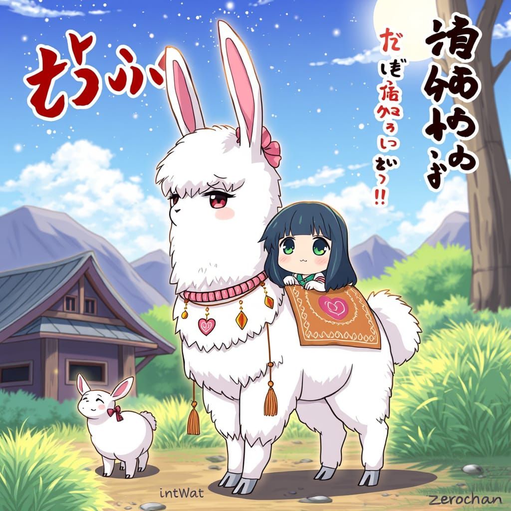Anime Style Llama Character, Manga Art