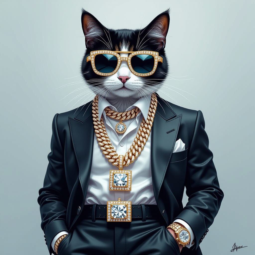 Opulent Gangsta Cat in High-End Fashion