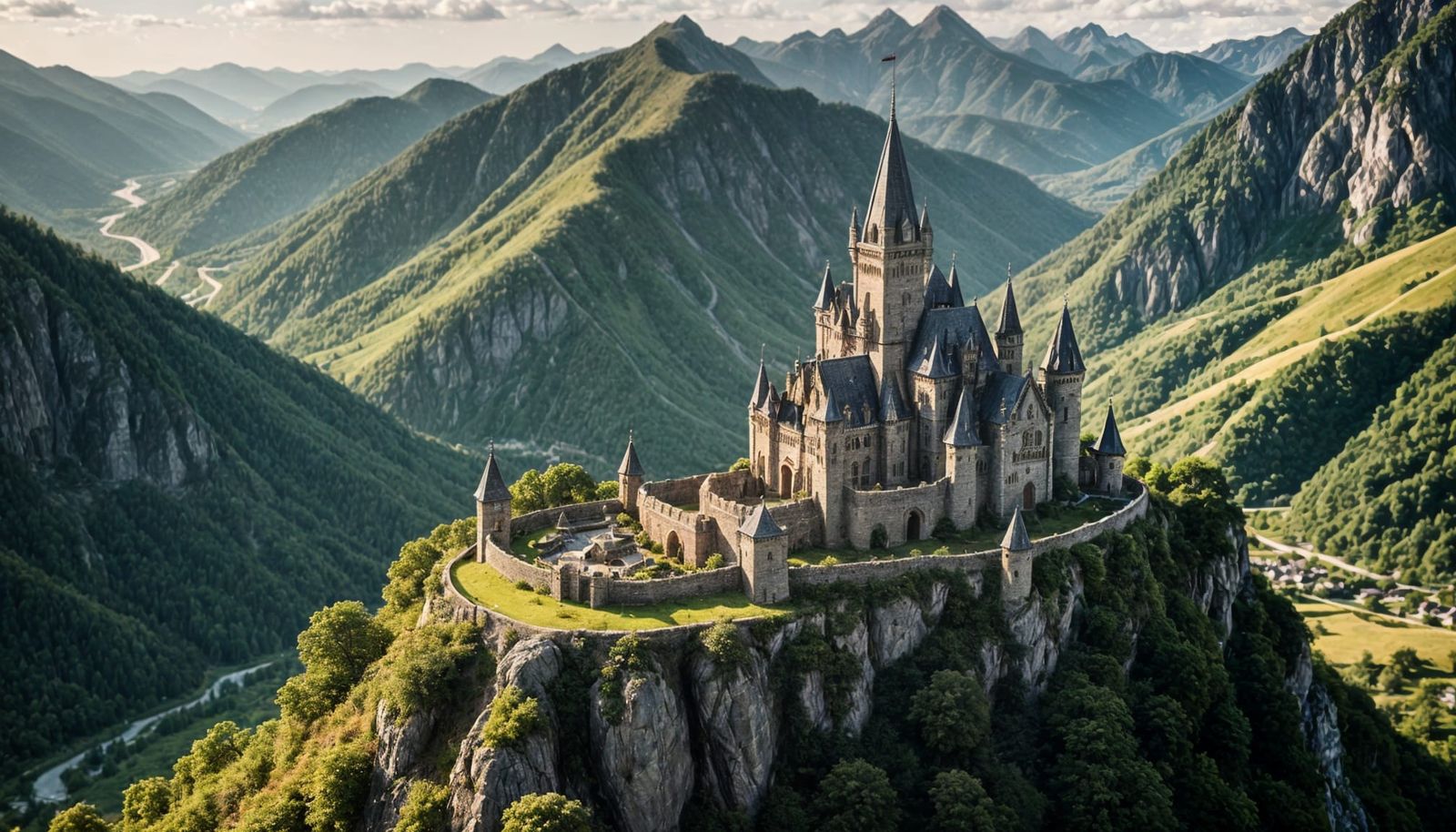 Ethereal Elven Citadel on a Mountain Peak