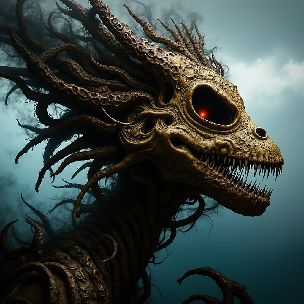 Surreal Mirror Shards in Giger-Burton Style