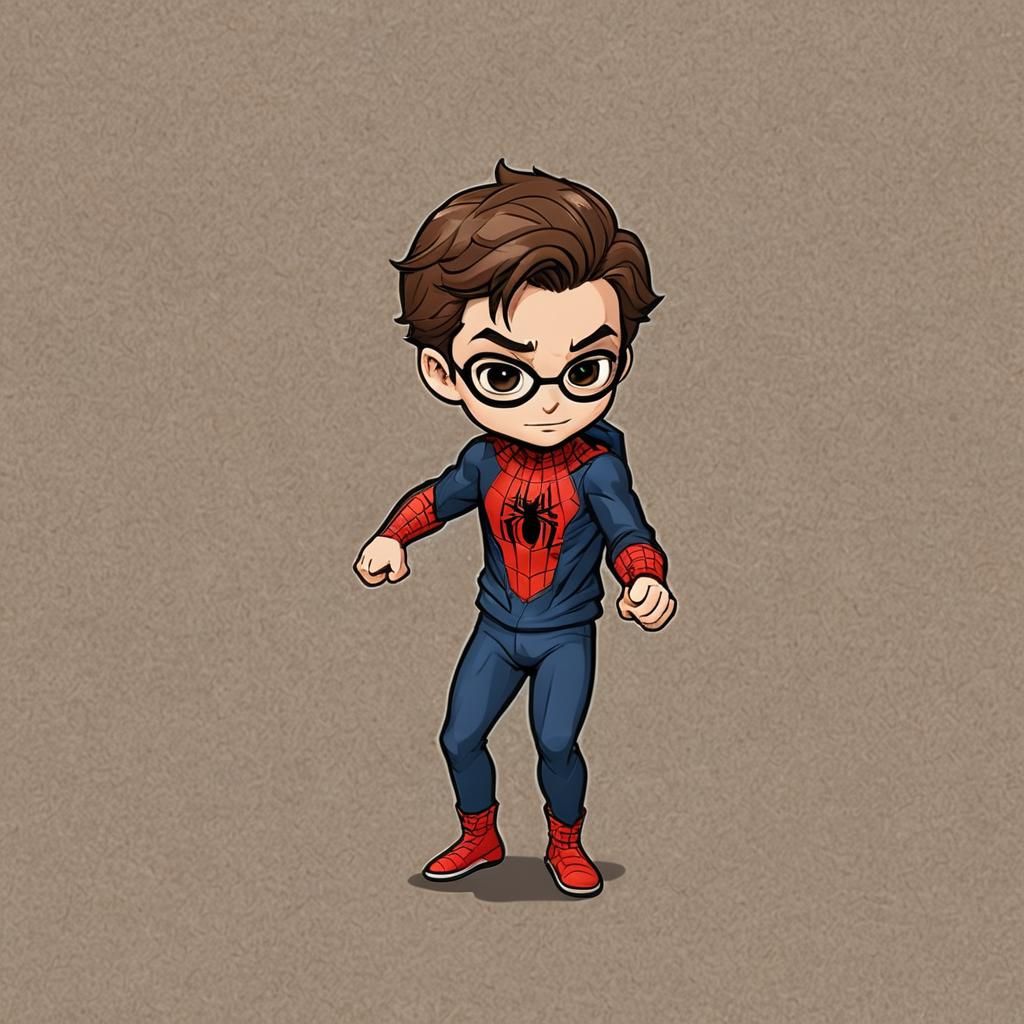 Happy Spiderman in Chibi Style