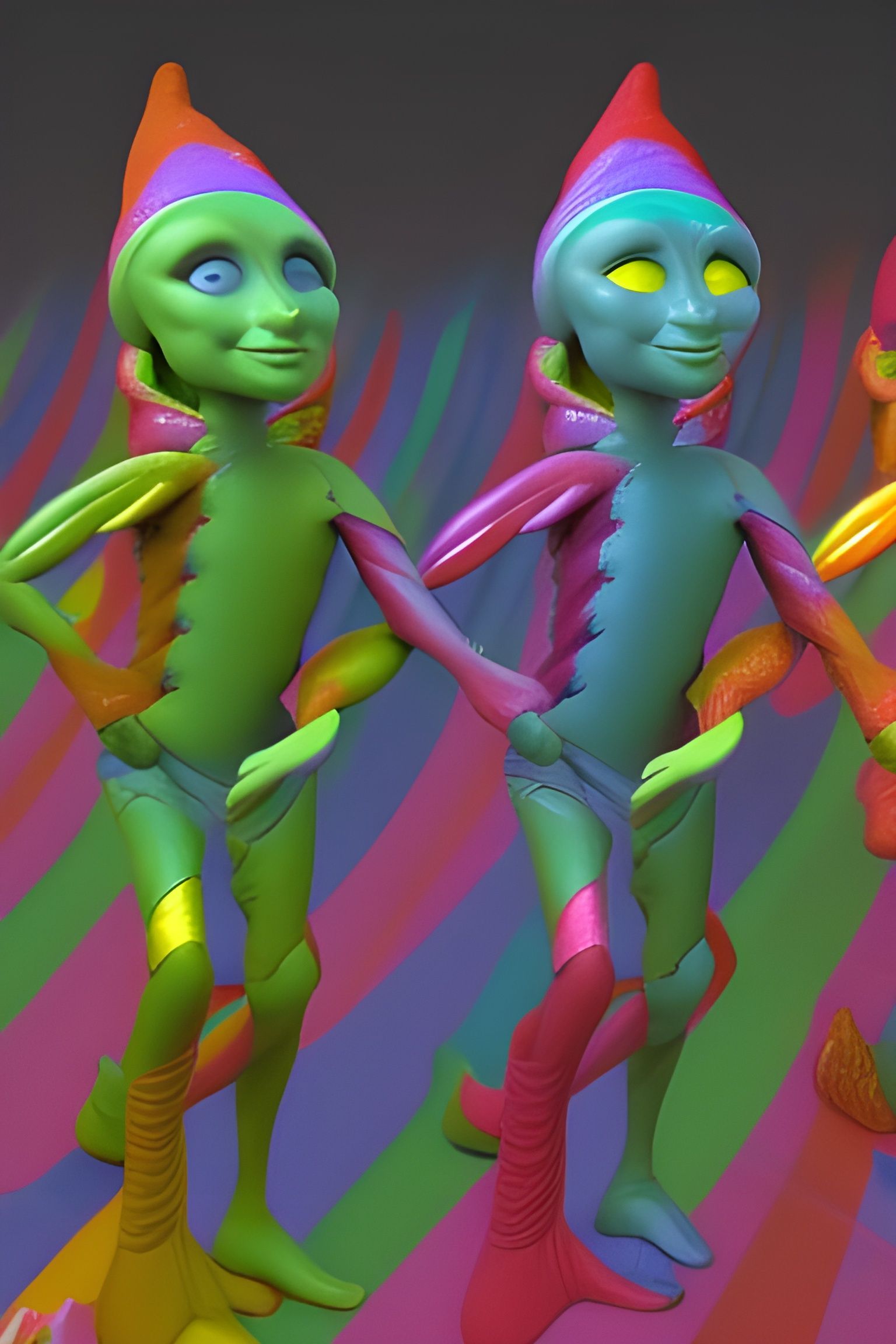 Psychedelic Machine Elves in Fractal Galaxy, 3D Render