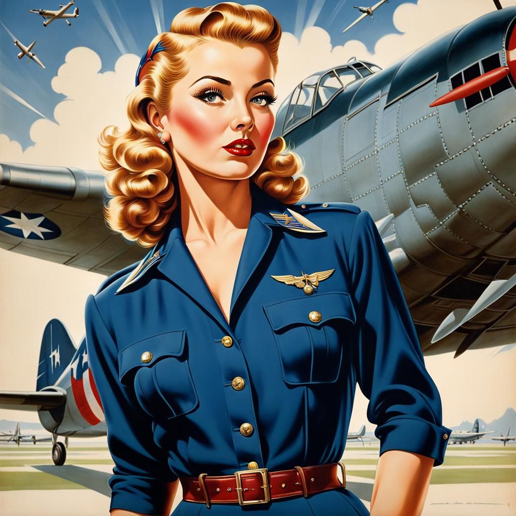 WWII Pin-Up Portrait in Vargas Style