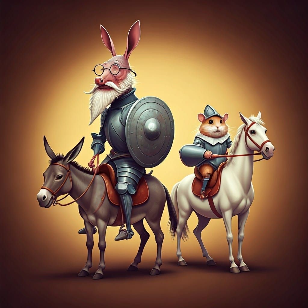 Aardvark as Don Quixote in Whimsical 3D Cartoon