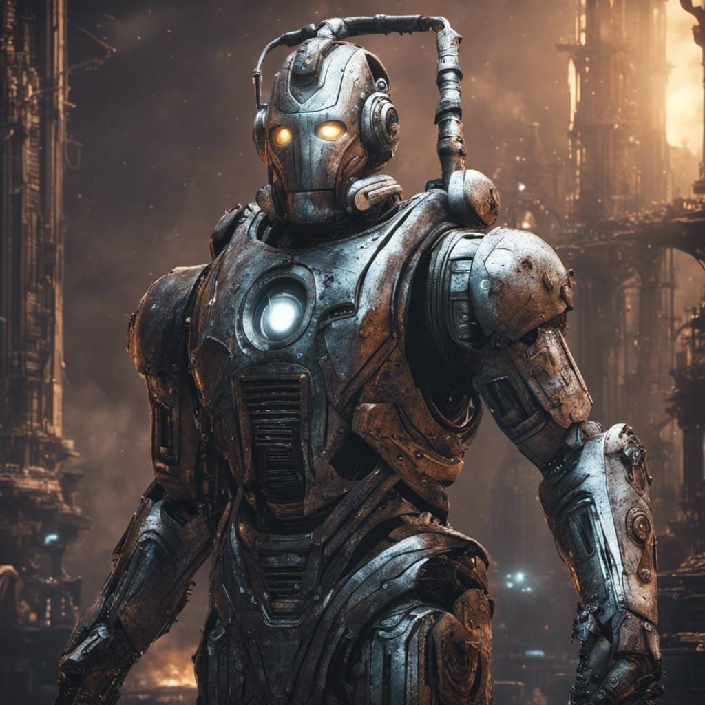Detailed Cyberman Matte Painting in Deep Color