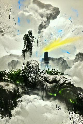 God Gazing Upon Earth: Ink Drawing