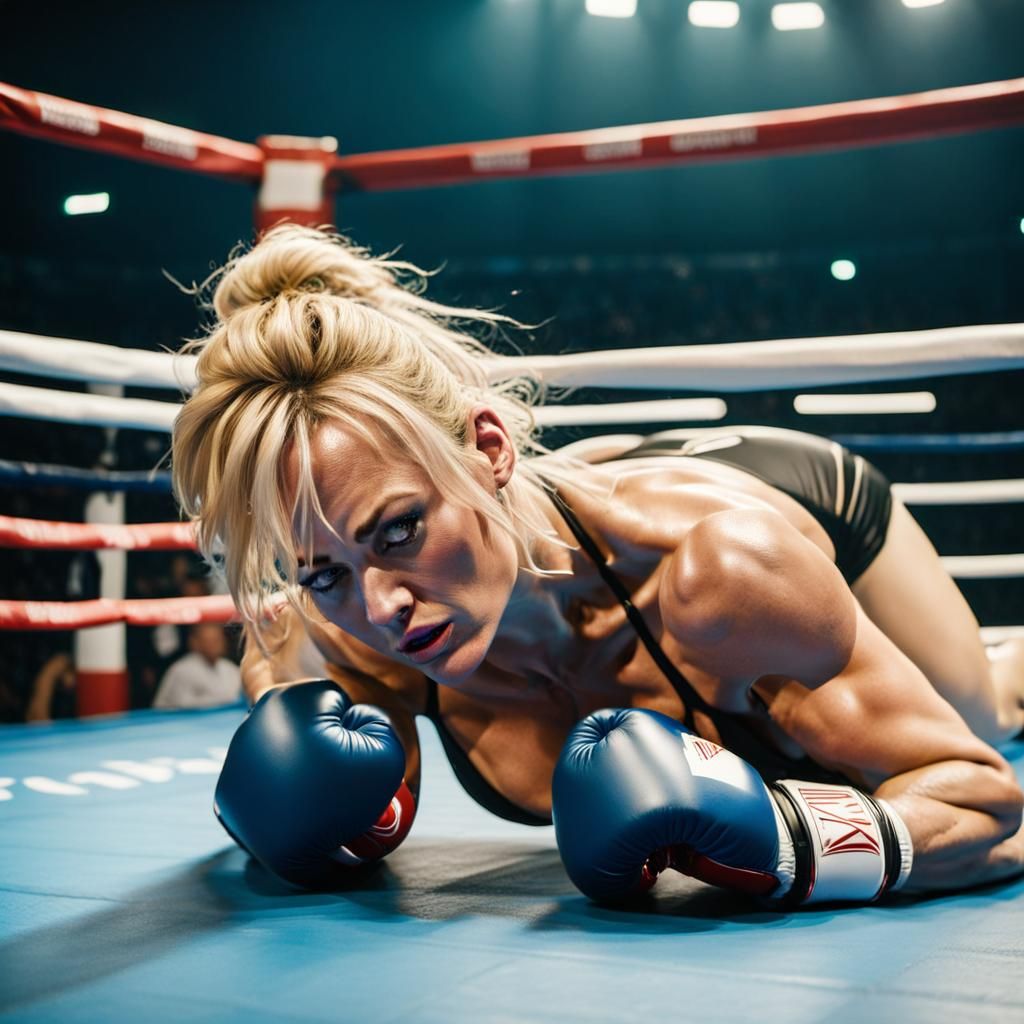 Blonde Boxer Knocked Out in Boxing Ring