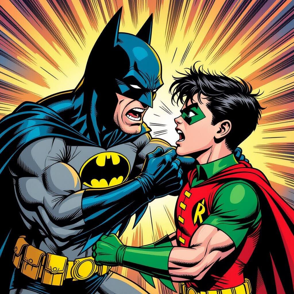 Batman Angrily Slaps Robin in Comic Panel