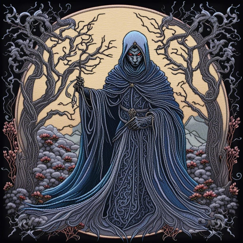 Fantasy Embroidery Pattern of a Wraith