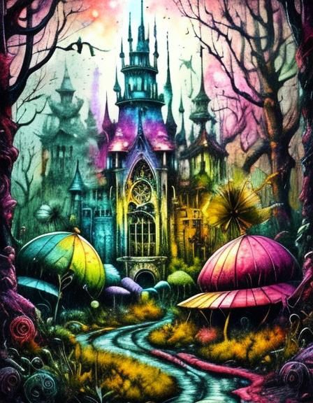 Eerie Halloween Doodles in Dark Fantasy Style