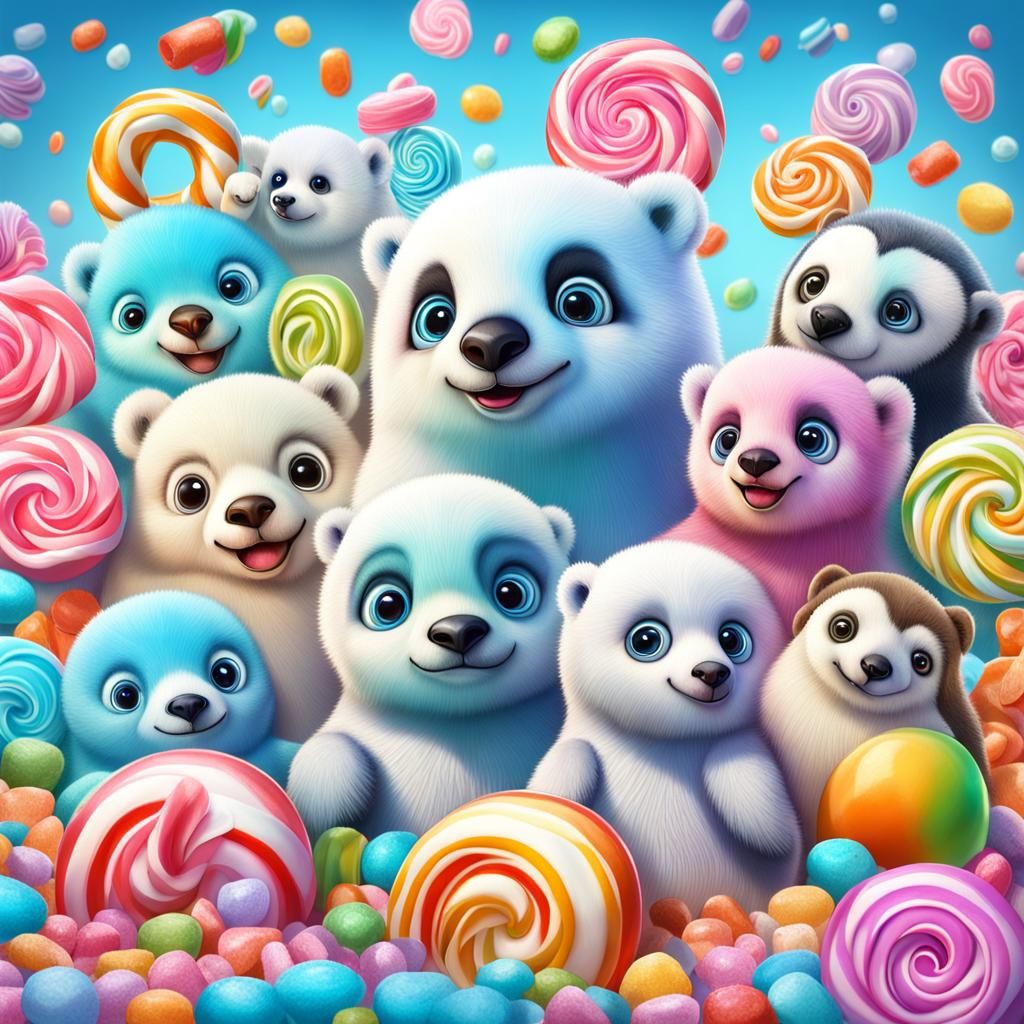 Adorable Baby Animals in Candy Art Style
