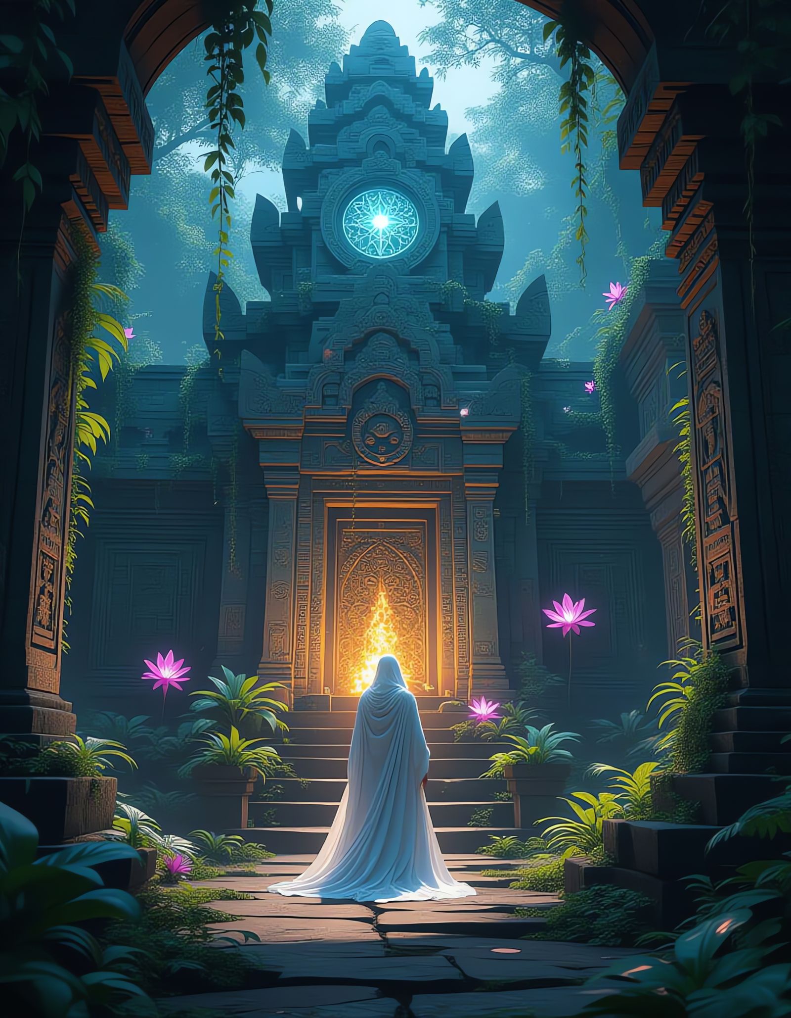 Celestial Being Descends into Overgrown Temple