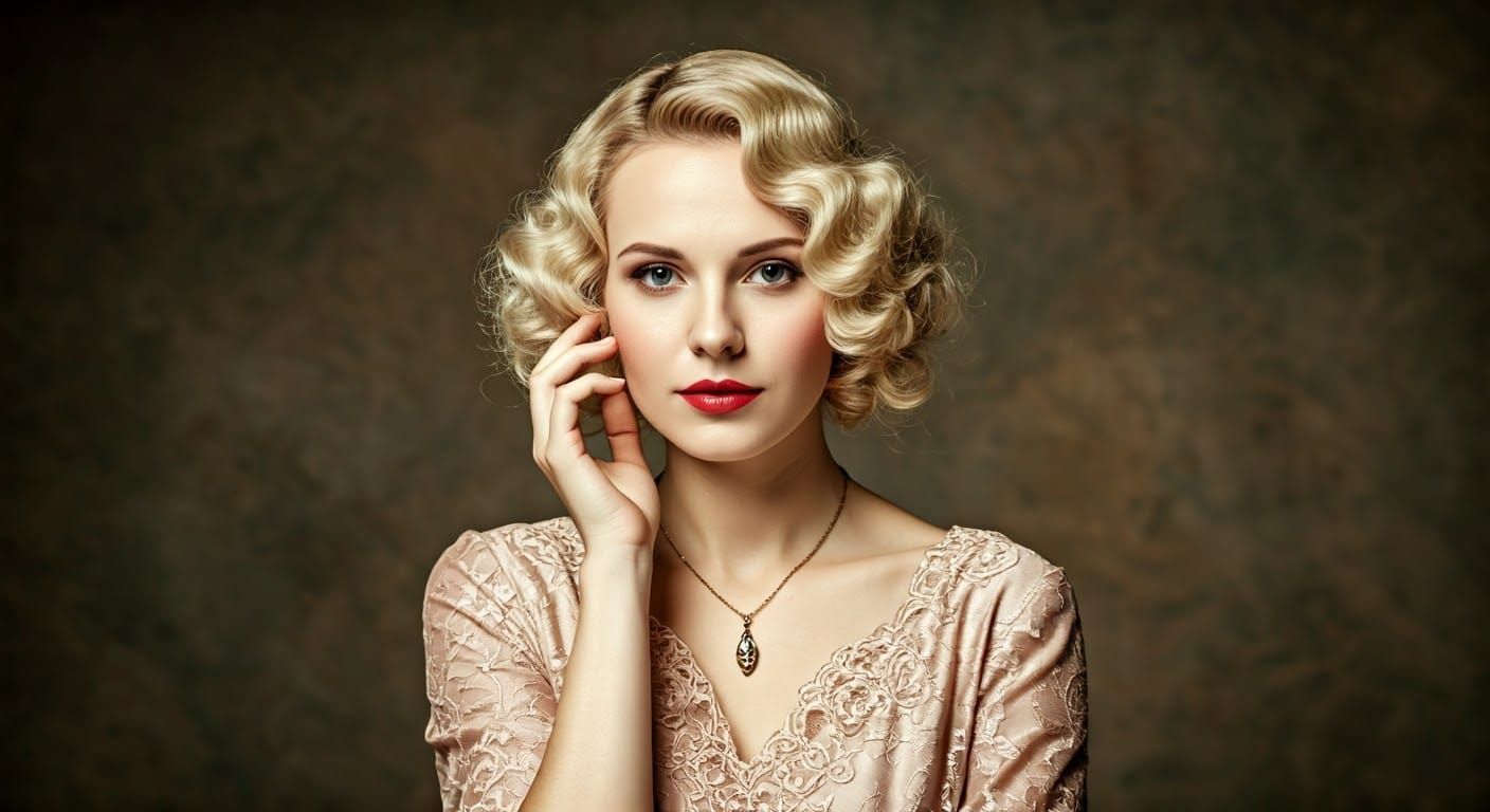 Elegant Woman in Vintage Style, Inspired by Art Nouveau