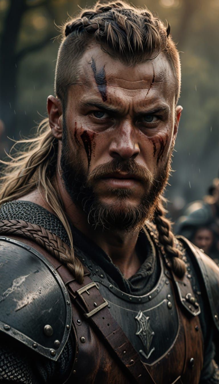 Cyberpunk Viking Warrior in Gritty Oil Painting Style