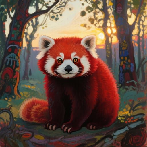 Ancient Hedgehog Red Panda in Forest at Dawn