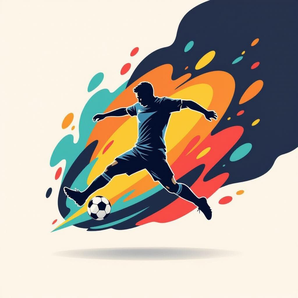 Modern Soccer Player Logo with Abstract Shapes