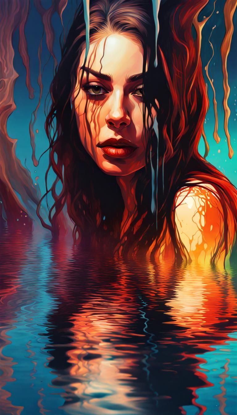 Monstrous Reflection: Hyperrealistic Splash Art