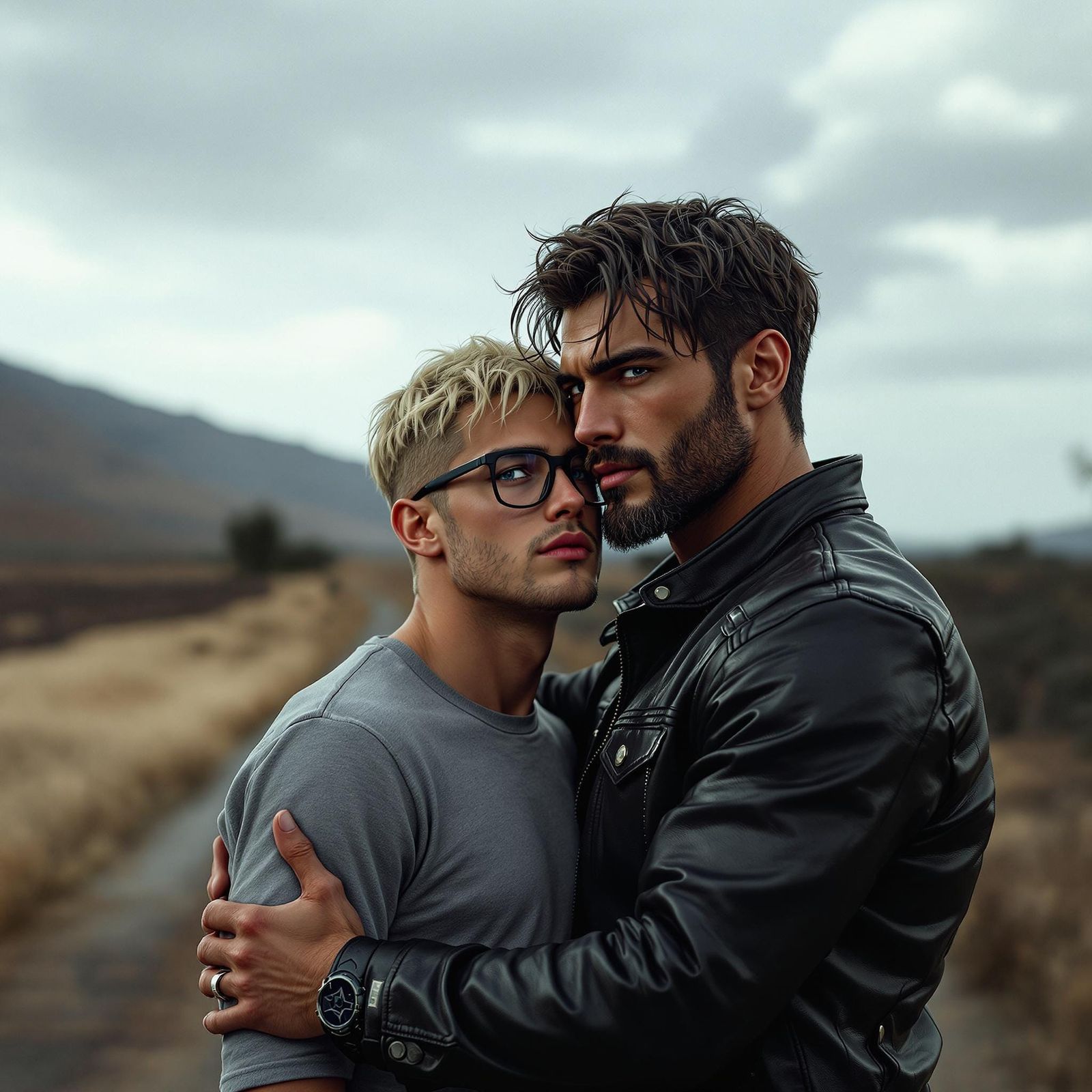 Cinematic Embrace in Vibrant Cosmic Art