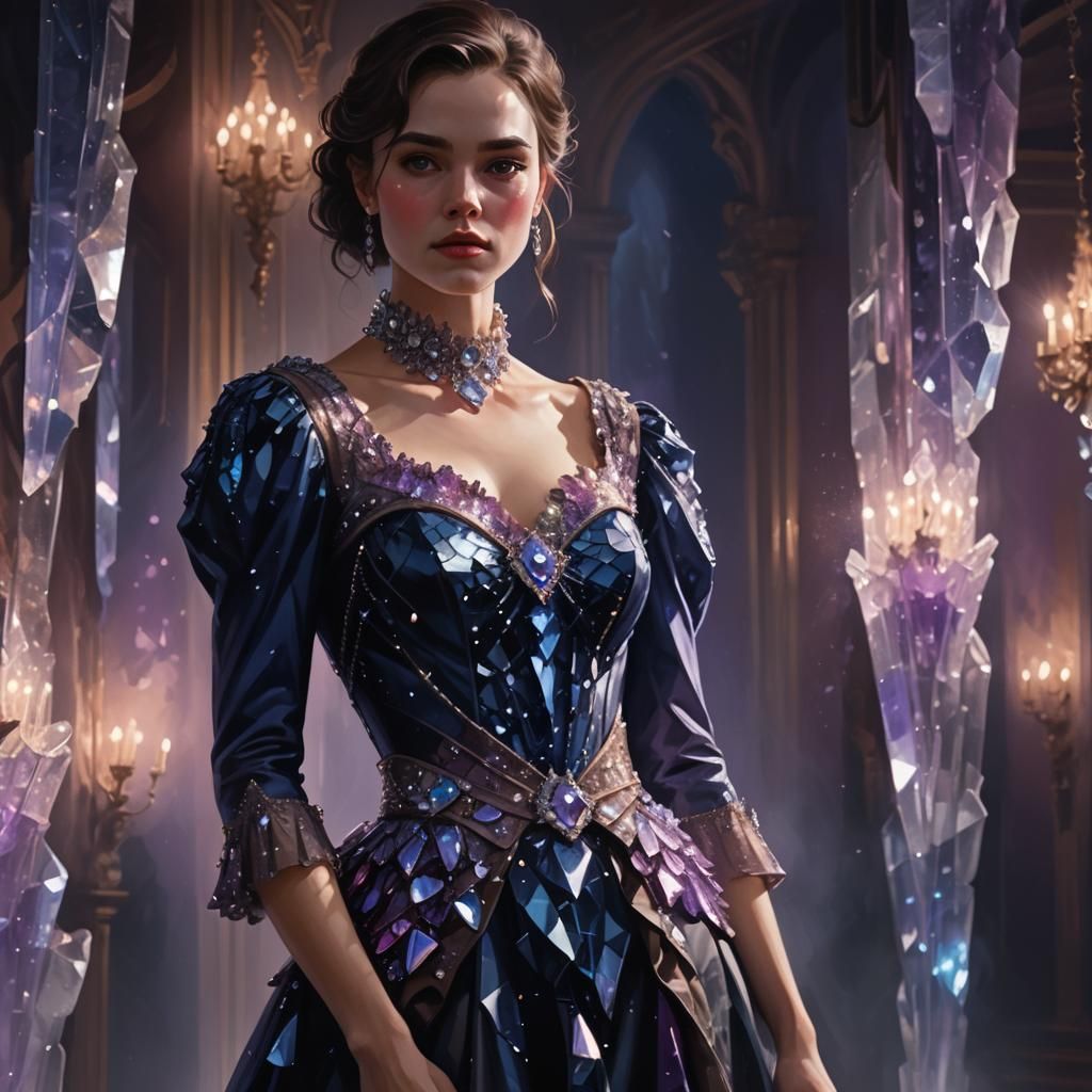 Crystal Dress in Moody Ballroom: Digital Painting