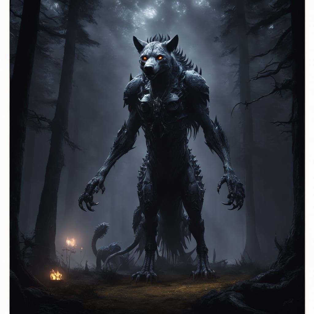 Mysterious Dark Fantasy Beast Emerges from the Shadows