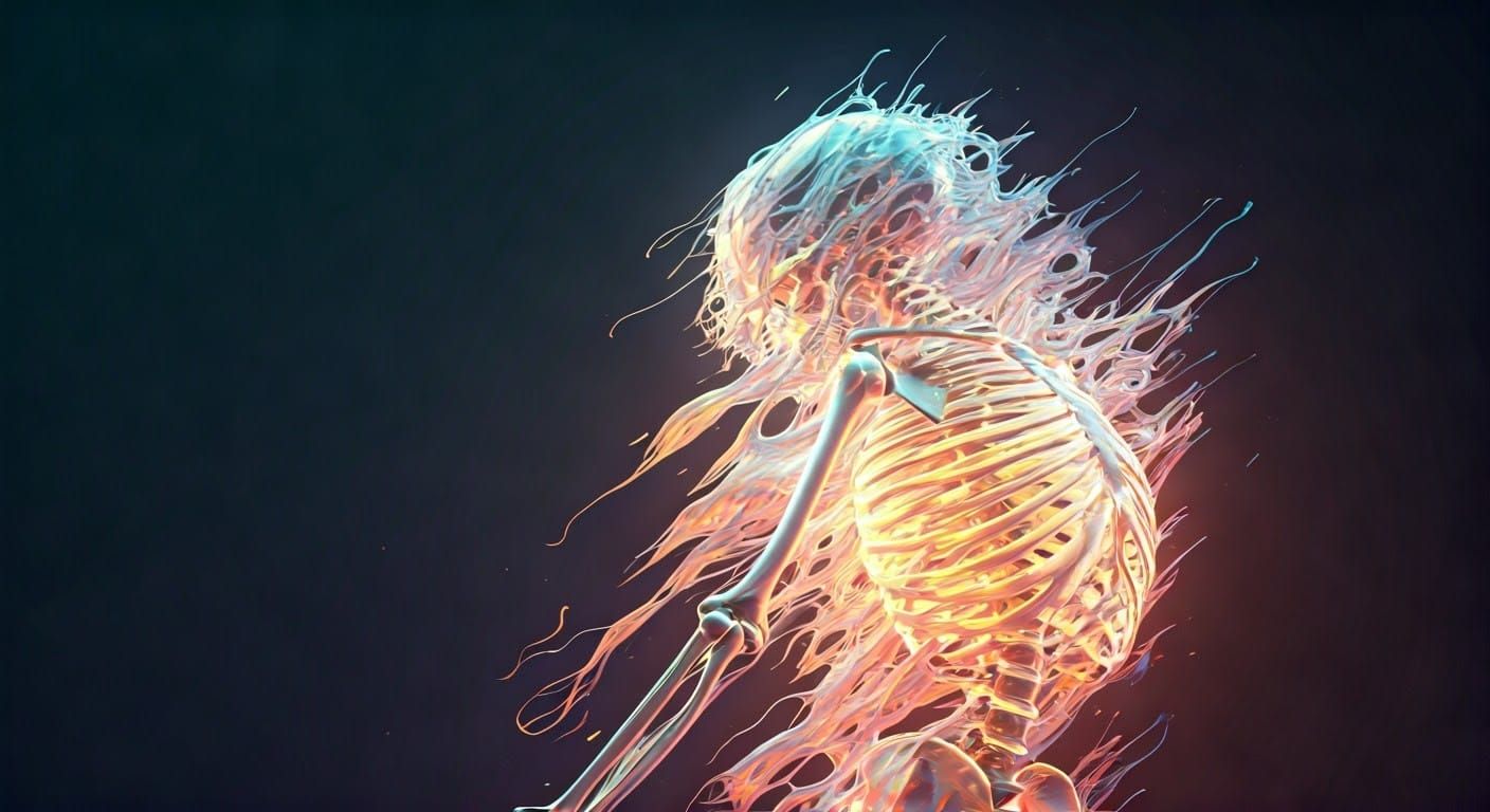 Luminescent Skeleton Dance in a Biomechanical Vortex