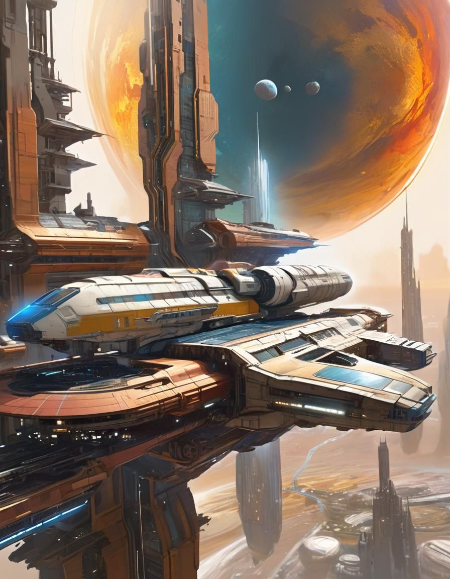 Futuristic Space City Hyperjump in Spectacular Style