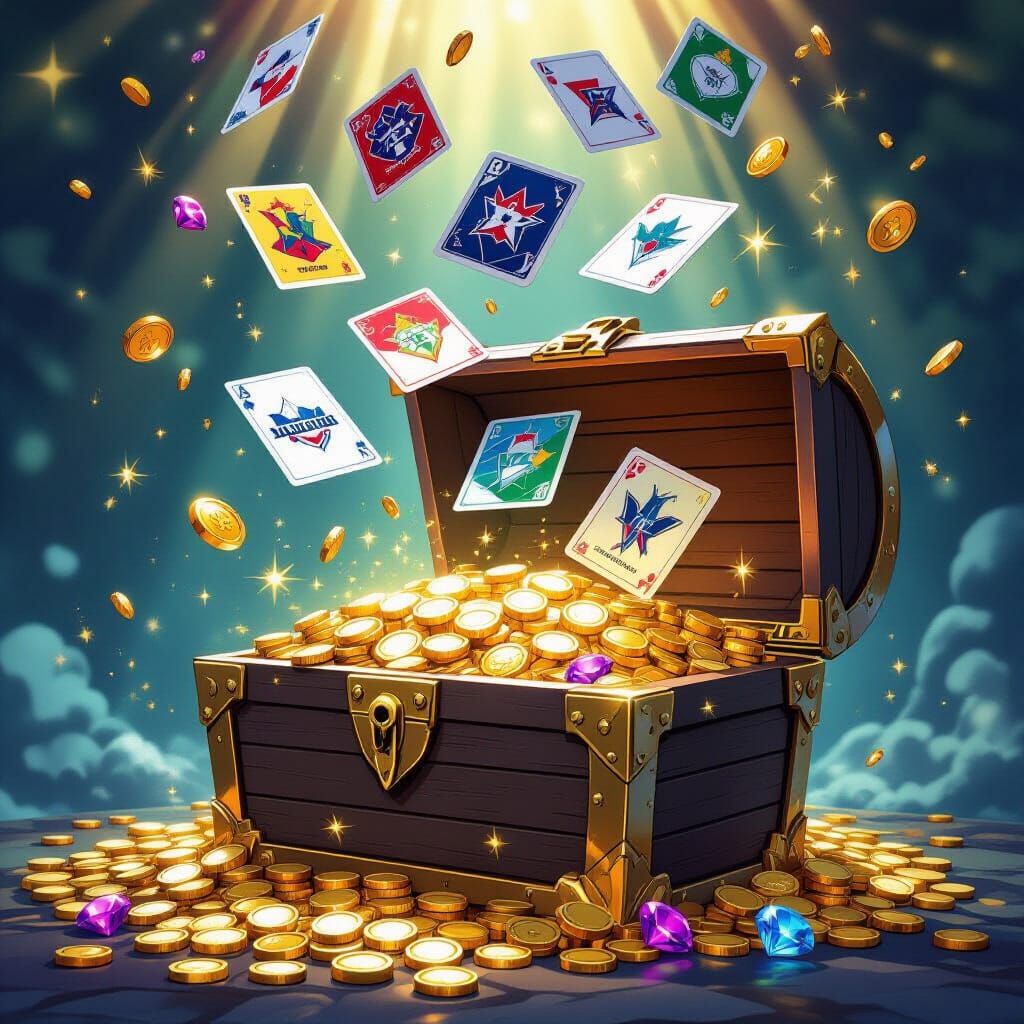 Sports Cards Rain into Treasure Chest of Gold