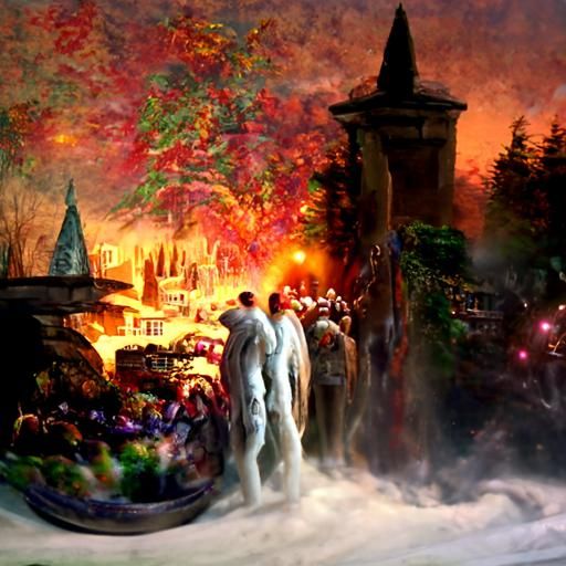 Ethereal Purgatory Scene in Kinkade Style