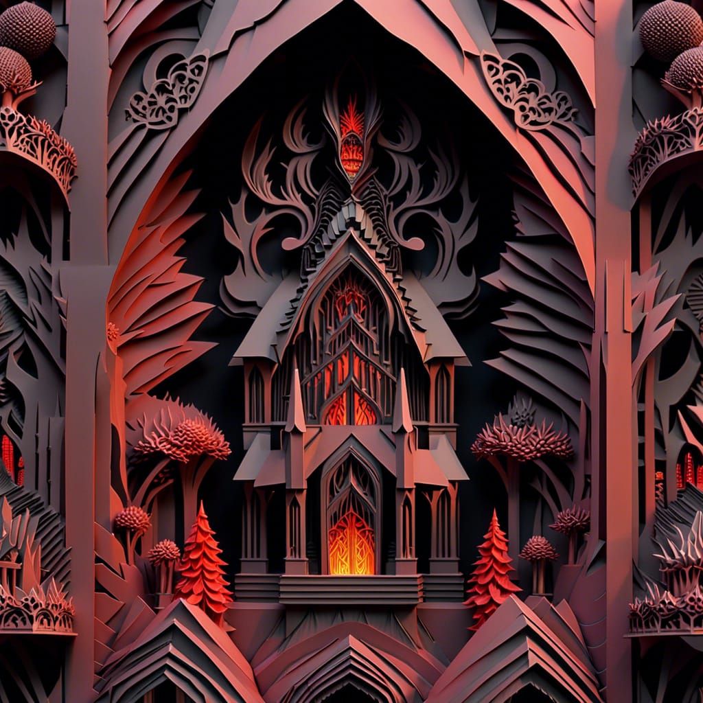 Ominous Gothic King of Hell Paper Sculpture