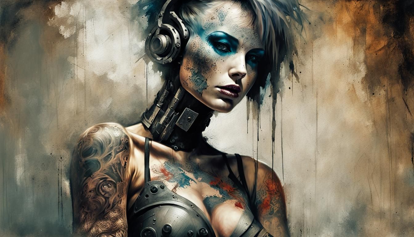 Expressionist Robot Maiden Portrait