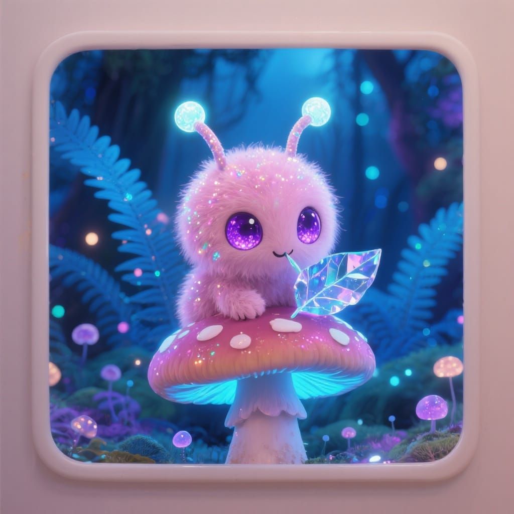 Fluffy Alien in Bioluminescent Forest