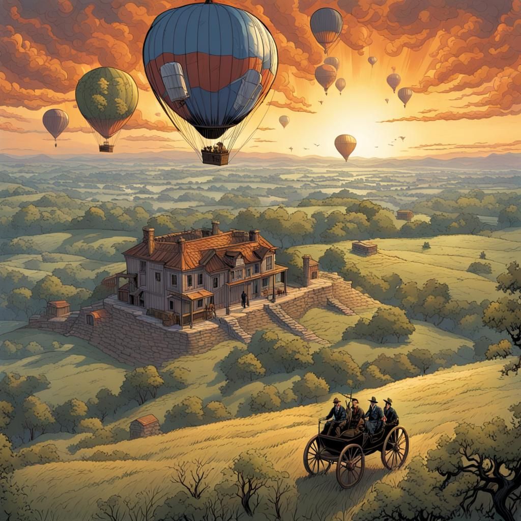Gettysburg Hot Air Balloon in Hyperrealistic Comic Art