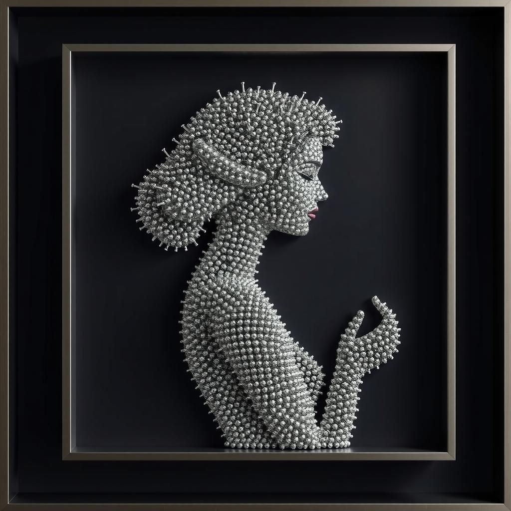 Elegant Woman's Silhouette in Pin Art Medium