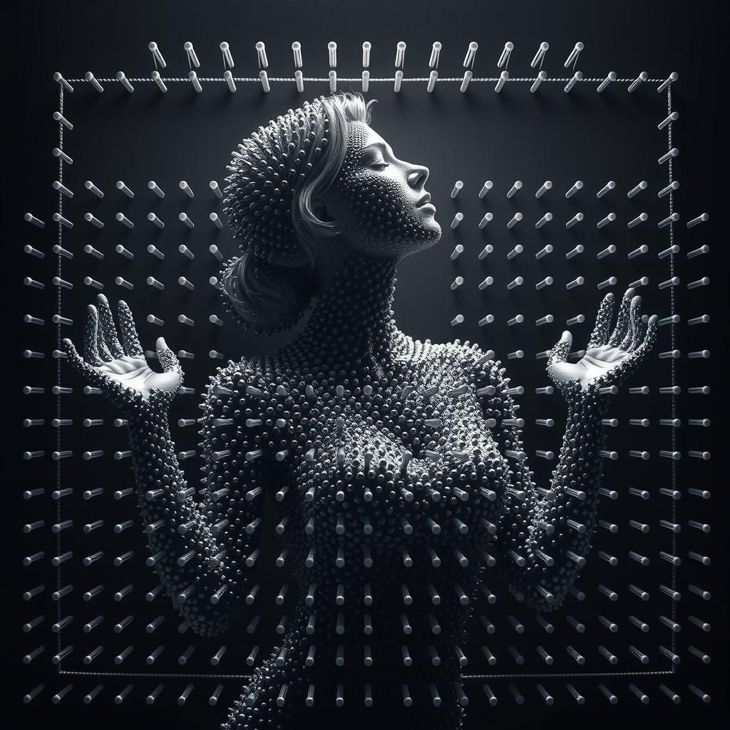 Pin Art Woman in Digital Illustration Style