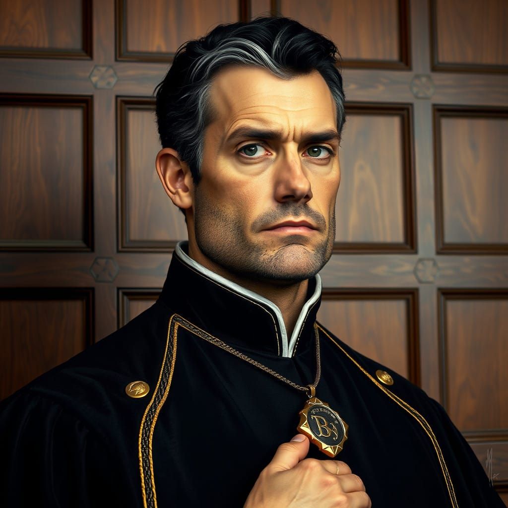 Regal Duke Alaric Denthart: A Mastermind in Dark Wood Paneli...