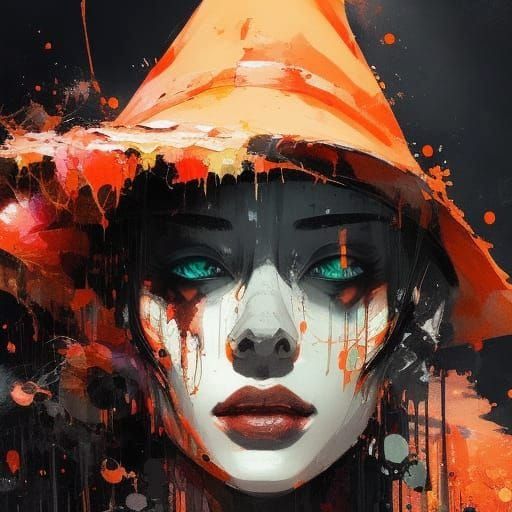 Witch Portrait in Textured Speedpaint Style