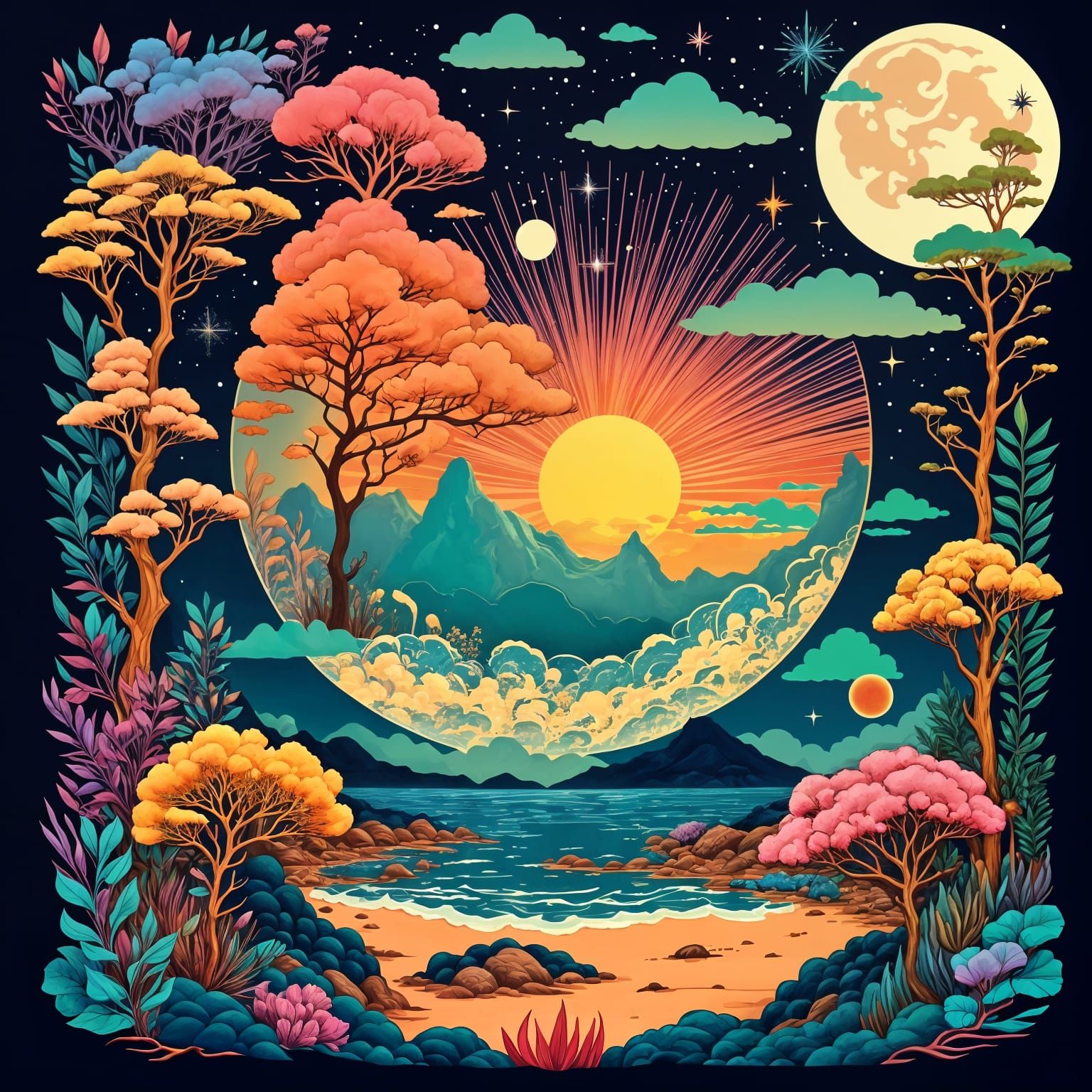 Vibrant Multicolored Celestial Body Radiates Beauty