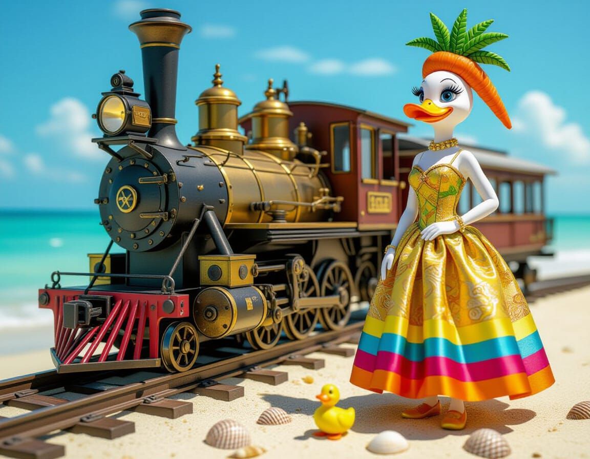 Steampunk Carrot Beach Vacation in 3D Photography