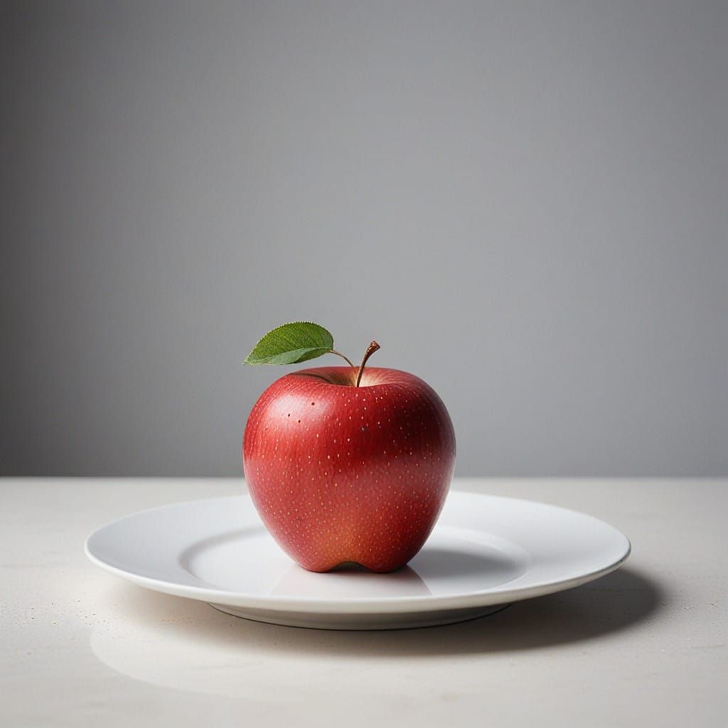 Vibrant Red Apple in Modern Still Life