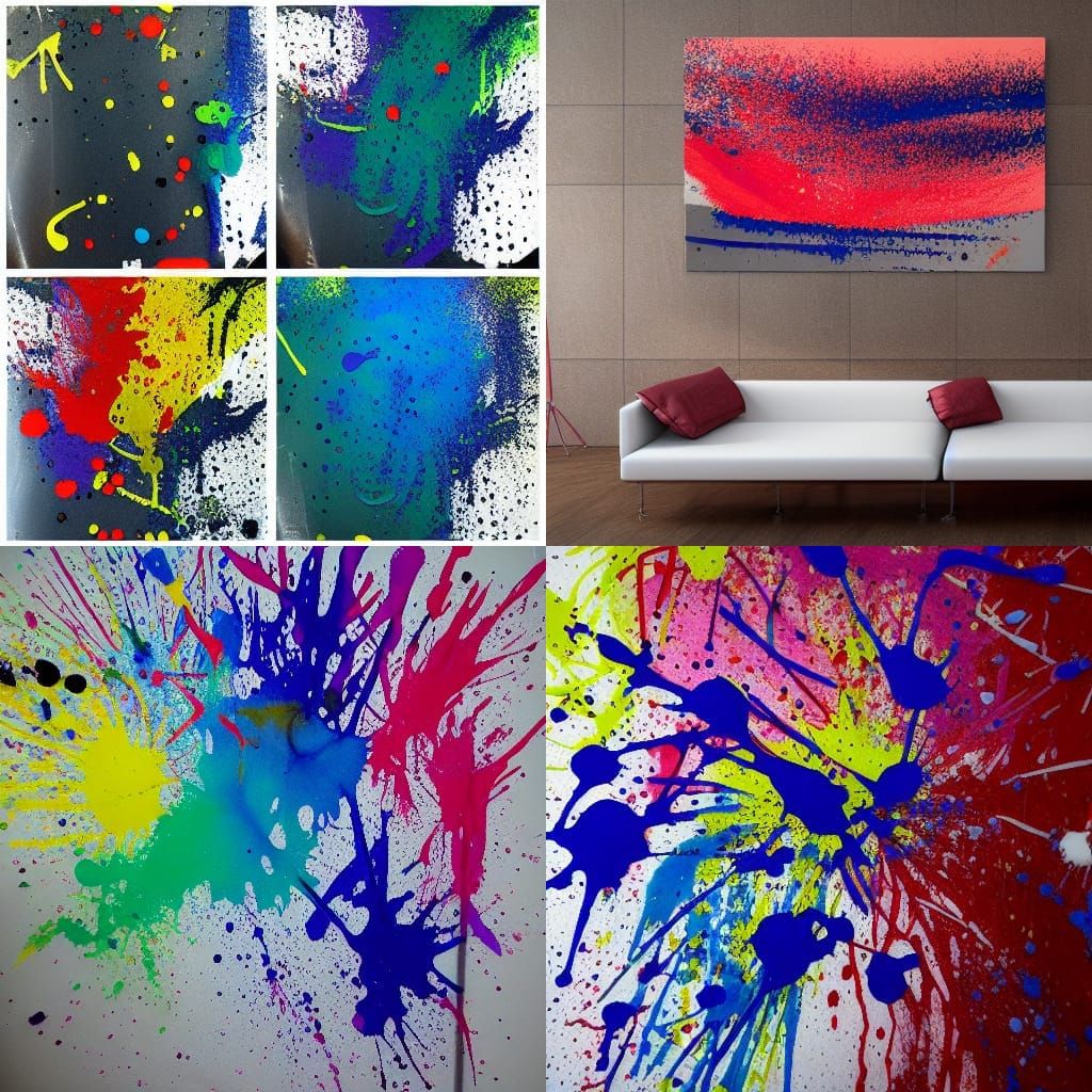Abstract Splatter Paint Canvas Art